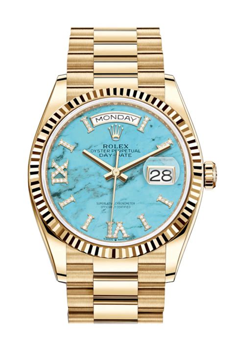 gold rolex turquoise face|rolex tiffany 36.